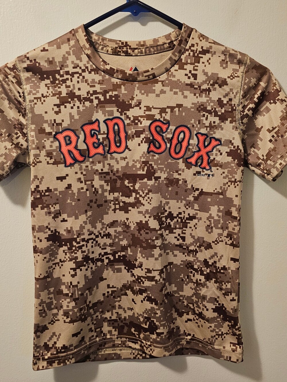 Majestic MLB Boston‎ Red Sox Tan Camo Tshirt Youth Size S(8)